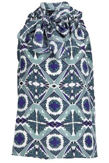 Derek Lam Printed Tie Neck Blouse - Lyst