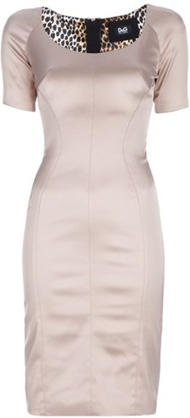 D&g Scoop Neck Dress in Pink (beige) - Lyst