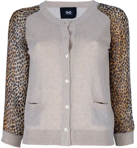 D&g Light Knit Cardigan with Leopard Print in Animal (leopard) - Lyst