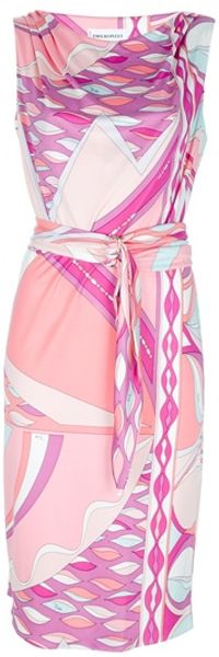 Emilio Pucci Printed Sleeveless Dress in Pink - Lyst