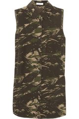 Equipment Signature Camouflage Print Washed Silk Shirt