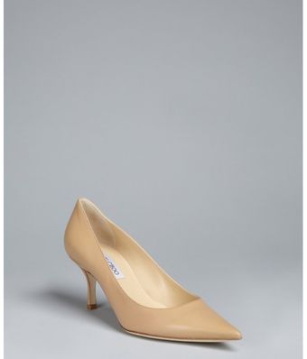  Nude Leather Lizzy Point Toe Pumps 