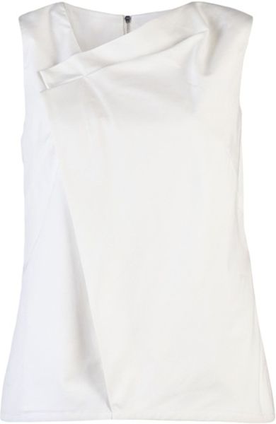 Lela Rose Folded Asymmetrical Blouse in White - Lyst