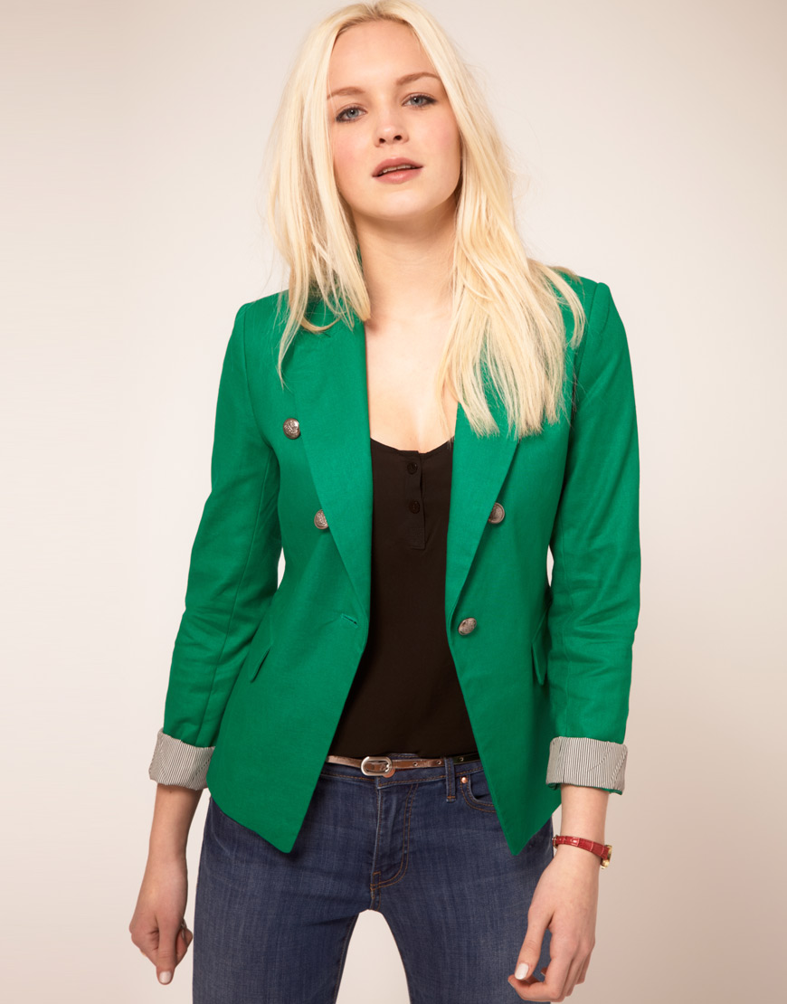 Mango Bright Blazer in Green Lyst