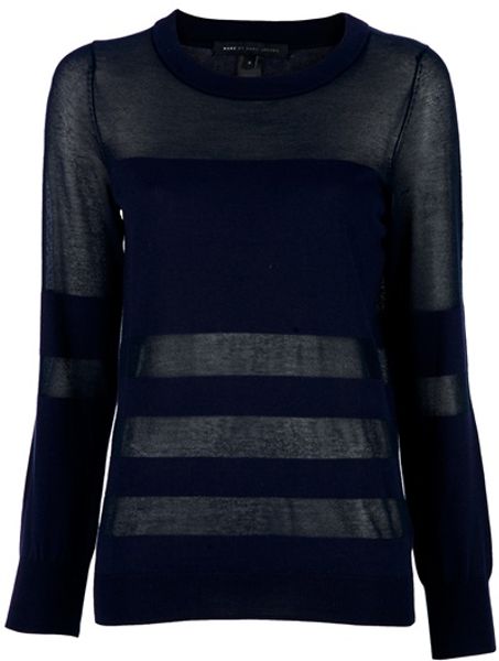 Marc By Marc Jacobs Sheer Panel Jumper in Blue (navy) - Lyst