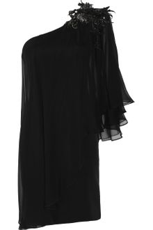 Marchesa Embellished One Shoulder Silk Dress - Lyst