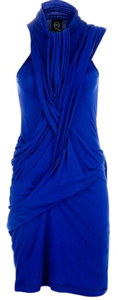 Mcq By Alexander Mcqueen Drape Dress in Blue - Lyst