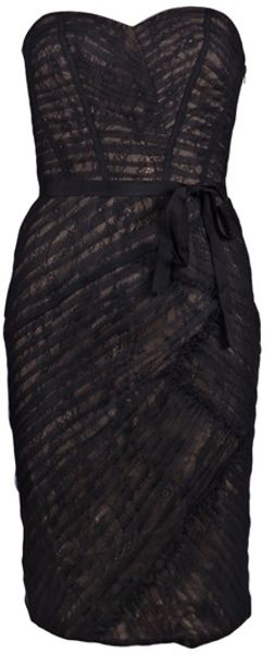 Monique Lhuillier Strapless Lace Dress - Lyst