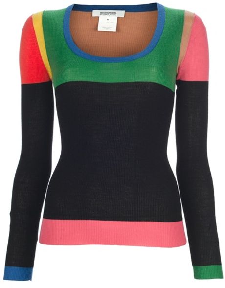 Sonia By Sonia Rykiel Colour Block Sweater in Multicolor (black) - Lyst