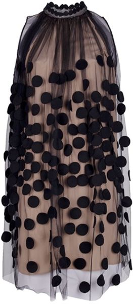 Stella Mccartney Dotted Gauze Dress in Black - Lyst