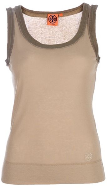 Tory Burch Vest Top in Beige - Lyst
