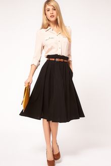 ASOS Collection Asos Linen Midi Skirt with Belt - Lyst