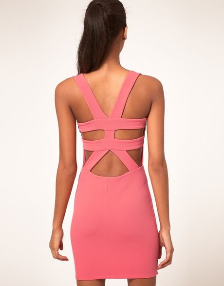 coral pink bodycon dress