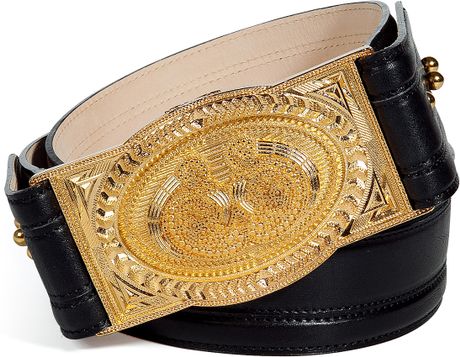 Balmain Black Leather Belt with Gold Buckle in Gold (black) - Lyst