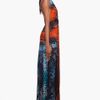 Balmain Long Printed Silk Dress in Multicolor (orange) - Lyst