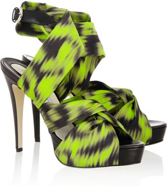 Brian Atwood Delight Printed Canvas Sandals - Lyst