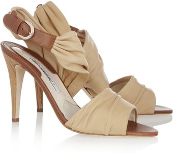 Brian Atwood Erlinda Ruched Leather Sandals - Lyst