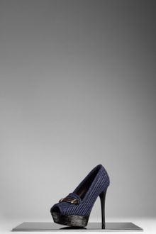 Burberry Raffia Peep Toe Platform Shoes - Lyst