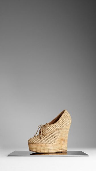 Burberry Raffia Platform Shoes - Lyst