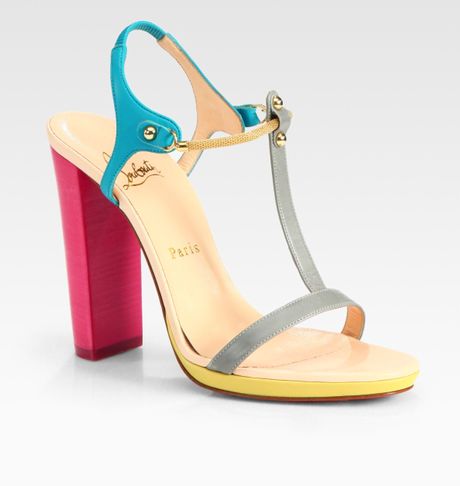 christian louboutin elasticized strap leather sandals