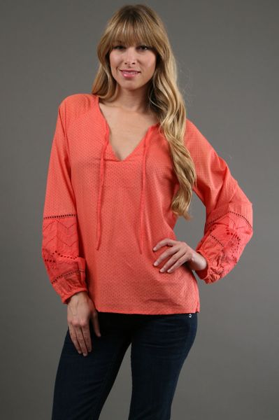 Dallin Chase Cezanne Full Sleeve Top in Melon 45 Off in Red - Lyst