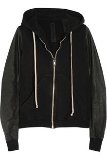 DRKSHDW by Rick Owens Hooded Cotton and Leather Top - Lyst