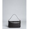Fendi Black Leather Logo Buckle Baguette in Black - Lyst