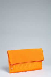 Fendi Orange Zucca Faille Fold Over Oversize Clutch - Lyst