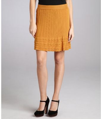  Curry Ribbed Wool Blend Skirt 