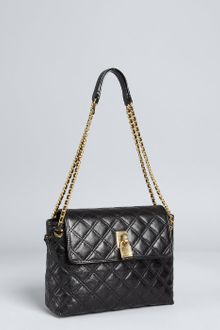 Marc Jacobs Black Quilted Leather Sandy Lock Front Shoulder Bag - Lyst