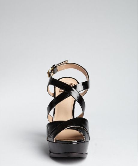 black patent heeled sandals