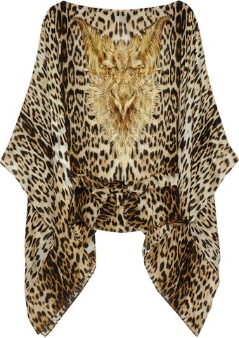 Roberto Cavalli Printed Silk-Chiffon Top - Lyst