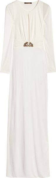 Roberto Cavalli Cutout Embellished Jersey Gown in White - Lyst