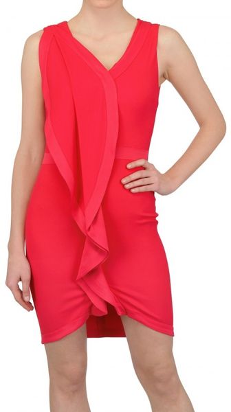 Space Ruched Crepe Cady Dress in Red (coral) - Lyst