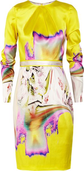  Printed Stretch Silksatin Dress 
