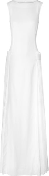 Victoria Beckham Pleat Detailed Stretch Crepe Gown in White - Lyst