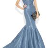Zac Posen Strapless Taffeta Fishtail Gown in Blue - Lyst