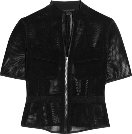 Alexander Wang Mesh And Twill Jacket in Black - Lyst
