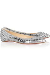 Christian Louboutin Pigalle Spikes Metallic Leather Flats