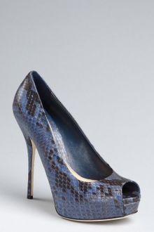 Gucci Blue Snakeskin Sofia Peep Toe Pumps - Lyst