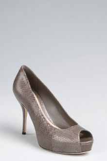Gucci Grey Snakeskin Sofia Peep Toe Platform Pumps - Lyst