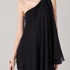 Halston Heritage One Shoulder Cascade Gown in Black - Lyst