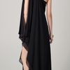 Halston Heritage One Shoulder Cascade Gown in Black - Lyst
