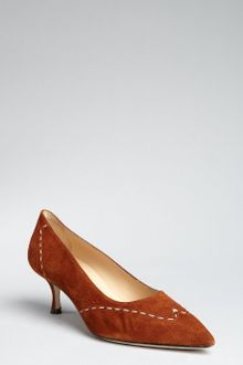 Manolo Blahnik Brown Suede Morona Pointed Toe Pumps - Lyst