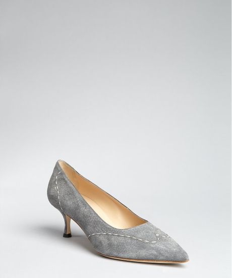 Manolo Blahnik Dark Grey Suede Morona Pointed Toe Pumps in Gray (grey) - Lyst