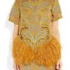Matthew Williamson Embroidered Feathertrimmed Silkorganza Dress in Yellow - Lyst