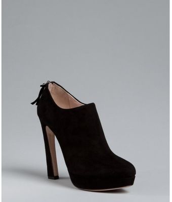  Black Suede Zip Back Platform Booties 