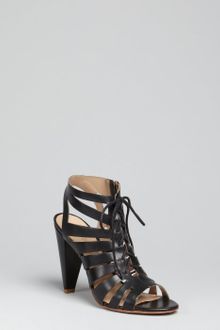 Pour La Victoire Black Leather Cora Laceup Caged Sandals - Lyst