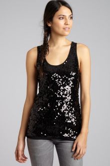 See By Chloé Black Sequined Scoop Neck Tank - Lyst