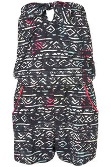 Topshop Printed Bandeau Playsuit - Lyst